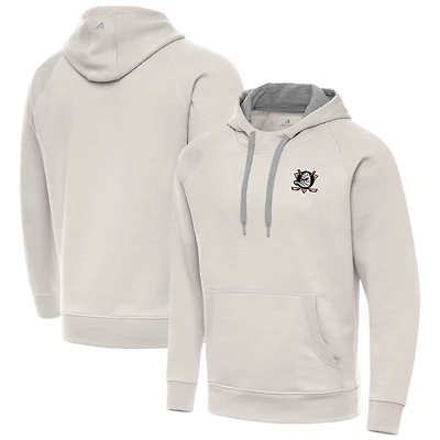 Men's Antigua Cream Anaheim Ducks Victory Pullover Hoodie