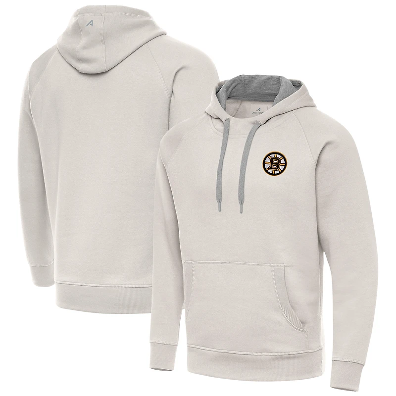Men's Antigua Cream Boston Bruins Victory Pullover Hoodie