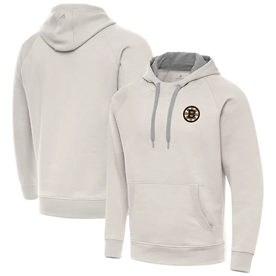 Men's Antigua Cream Boston Bruins Victory Pullover Hoodie