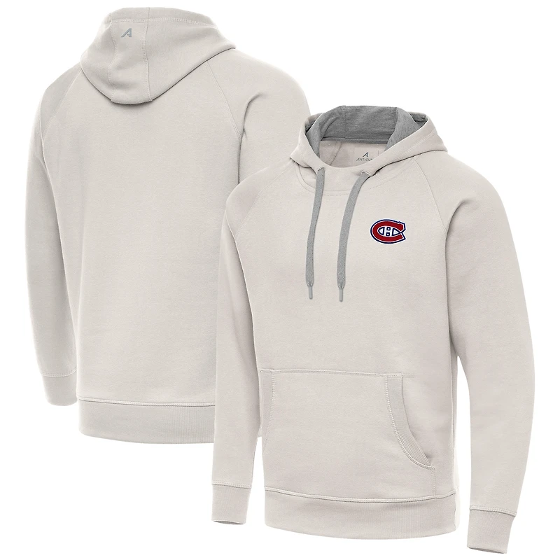 Men's Antigua Cream Montreal Canadiens Victory Pullover Hoodie
