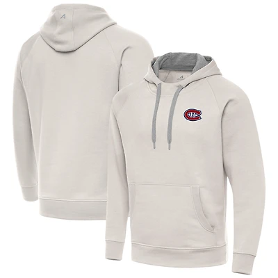 Men's Antigua Cream Montreal Canadiens Victory Pullover Hoodie