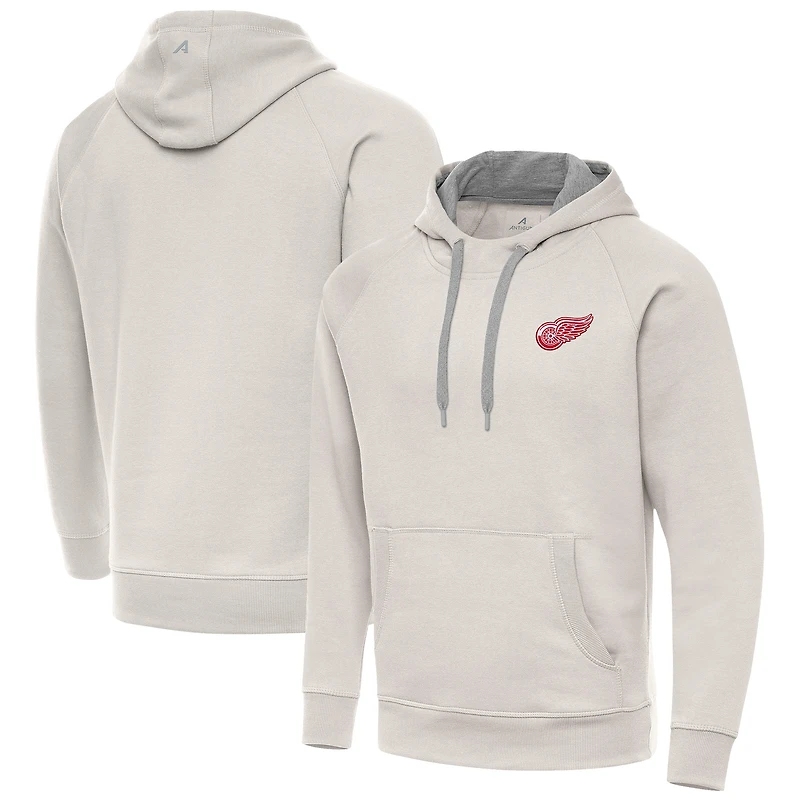 Men's Antigua Cream Detroit Red Wings Victory Pullover Hoodie