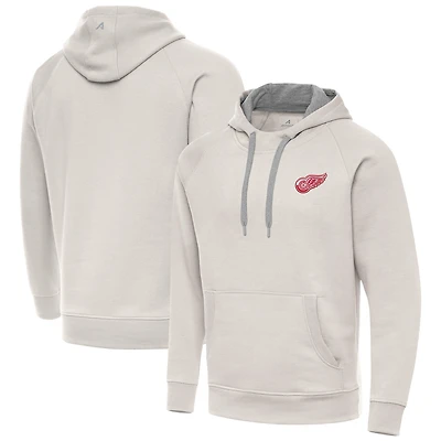 Men's Antigua Cream Detroit Red Wings Victory Pullover Hoodie