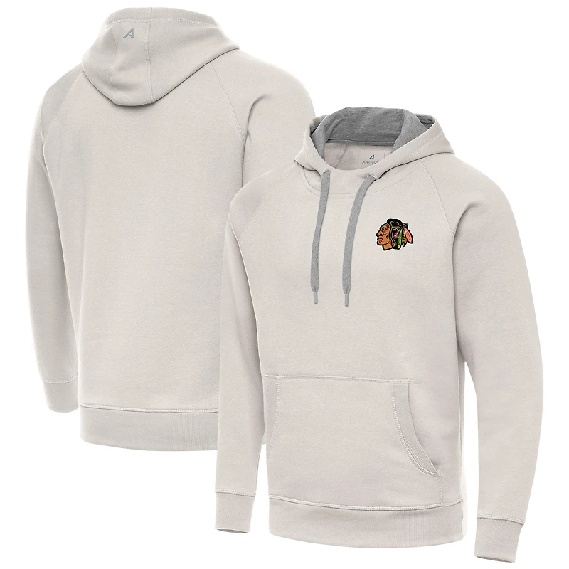 Men's Antigua Cream Chicago Blackhawks Victory Pullover Hoodie