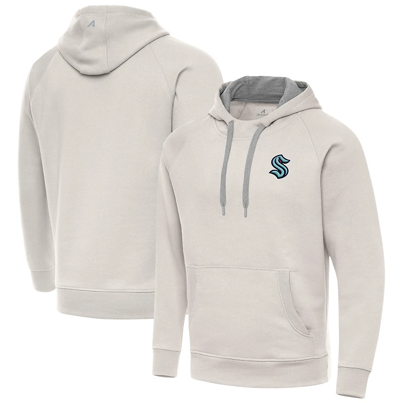 Men's Antigua Cream Seattle Kraken Victory Pullover Hoodie