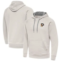 Men's Antigua Cream Pittsburgh Penguins Victory Pullover Hoodie