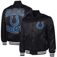 Men's G-III Sports by Carl Banks Black Indianapolis Colts Adaptive Team Graphic Satin Full-Snap Varsity Jacket