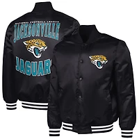 Men's G-III Sports by Carl Banks Black Jacksonville Jaguars Adaptive Team Graphic Satin Full-Snap Varsity Jacket