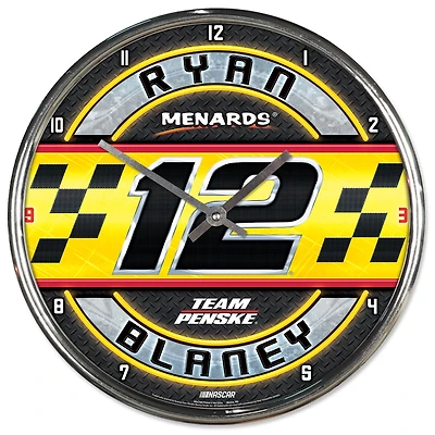 WinCraft Ryan Blaney Menards 12" Chrome Wall Clock