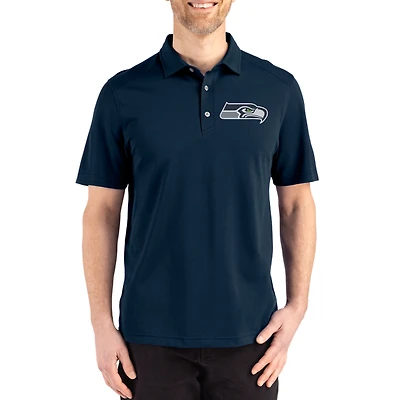 Men's Cutter & Buck College Navy Seattle Seahawks Big Tall Advantage Refresh Epic Confidence Recycled Tri-Blend Pique Polo