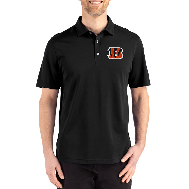 Men's Cutter & Buck Cincinnati Bengals Big Tall Advantage Refresh Epic Confidence Recycled Tri-Blend Pique Polo