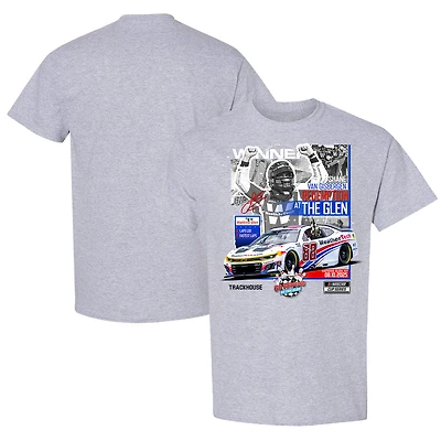 Men's Checkered Flag Sports Heather Gray Shane van Gisbergen 2025 Go Bowling at The Glen Race Winner T-Shirt