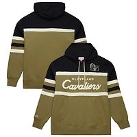 Men's Mitchell & Ness Olive/Black Cleveland Cavaliers Double Clutch Head Coach Hoodie