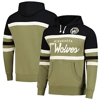 Men's Mitchell & Ness Olive/Black Minnesota Timberwolves Double Clutch Head Coach Hoodie