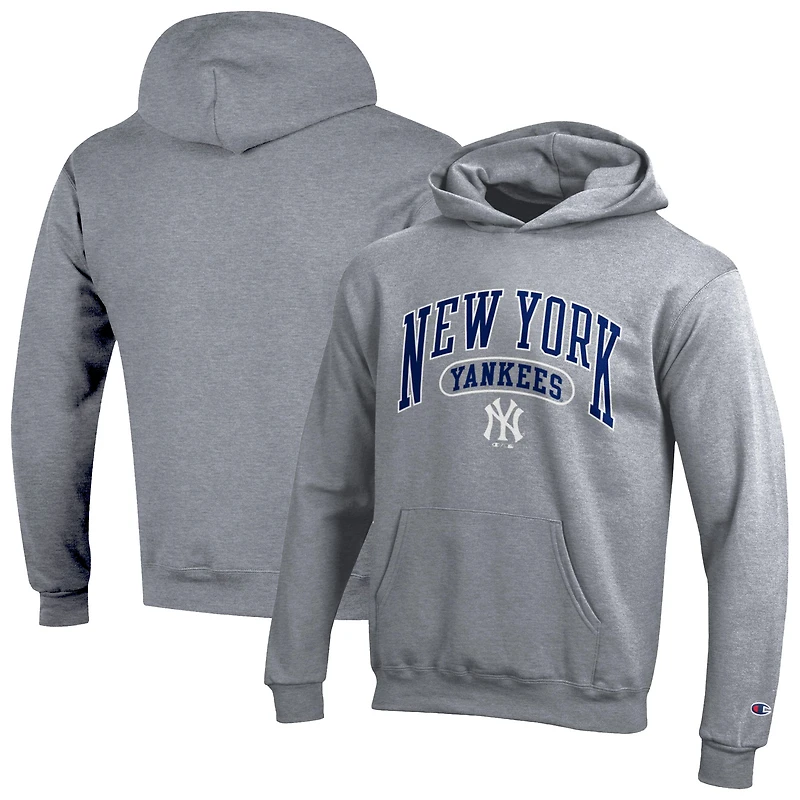 Youth Champion Gray New York Yankees Powerblend Fleece Hoodie