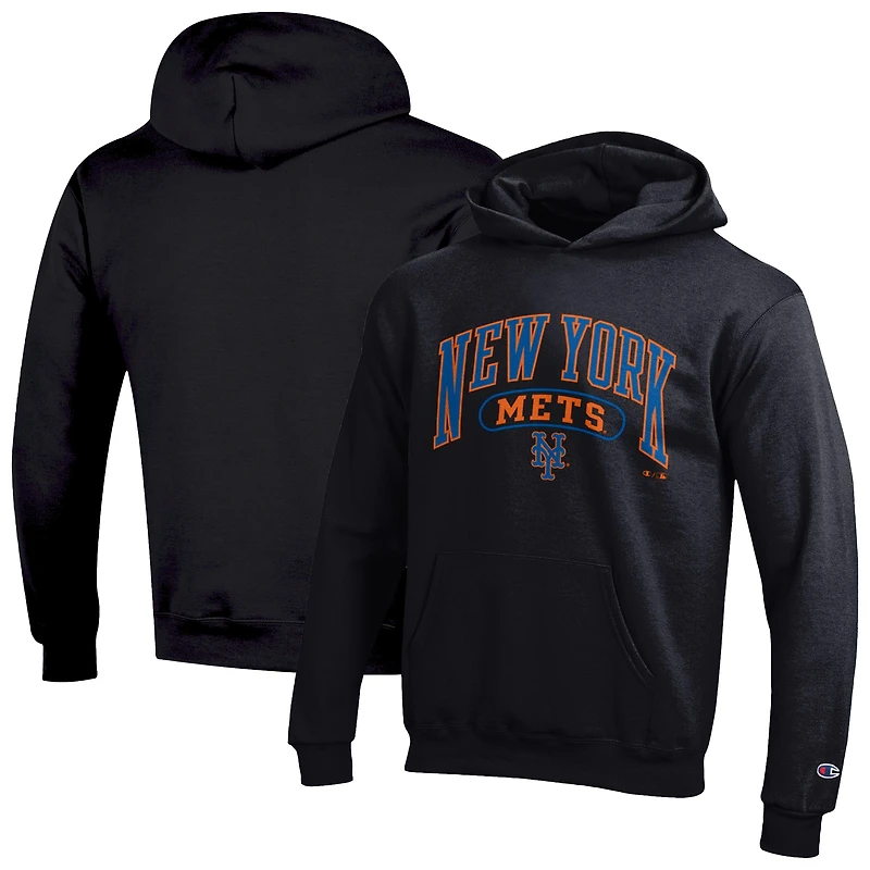 Youth Champion Black New York Mets Powerblend Fleece Hoodie
