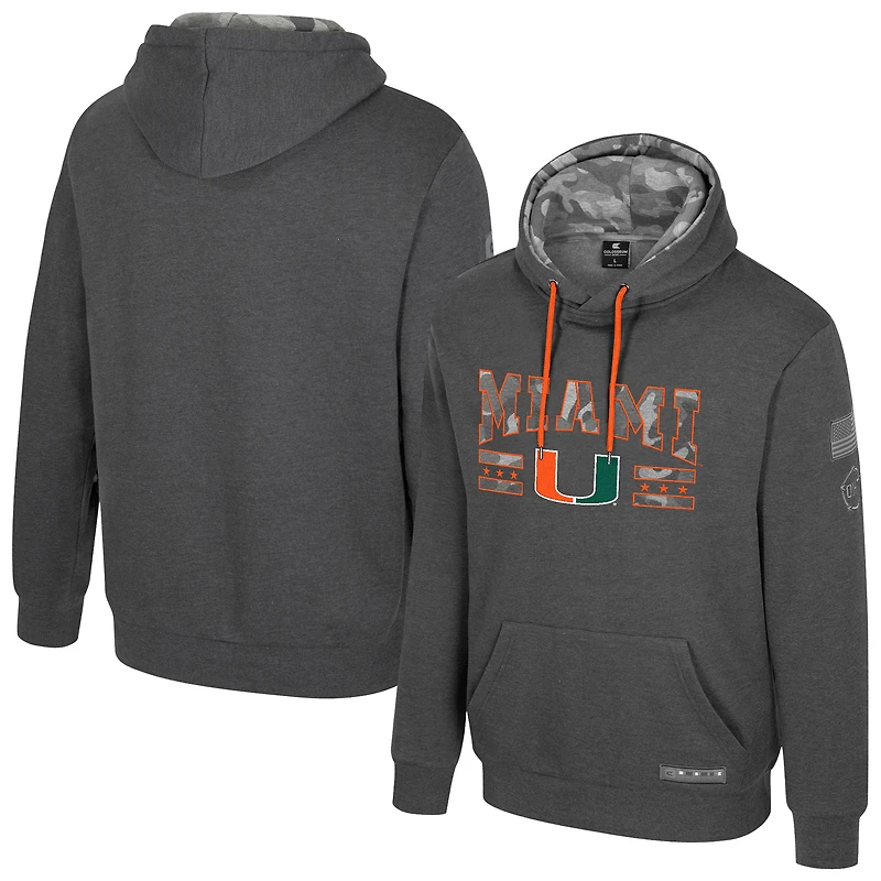 Men's Colosseum  Heather Charcoal Miami Hurricanes Operation Hat Trick Squad Hoodie