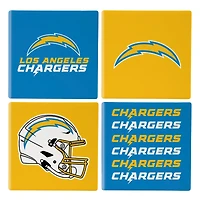 Los Angeles Chargers Four-Piece Ceramic Coaster Set with Wood Caddy