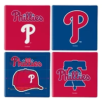 Philadelphia Phillies Four-Piece Ceramic Coaster Set with Wood Caddy