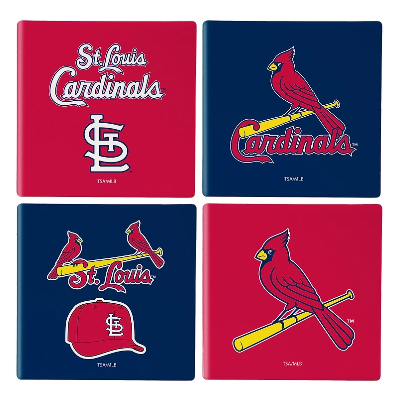 St. Louis Cardinals Four-Piece Ceramic Coaster Set with Wood Caddy