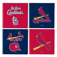 St. Louis Cardinals Four-Piece Ceramic Coaster Set with Wood Caddy