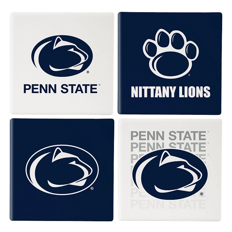 Penn State Nittany Lions Four-Piece Ceramic Coaster Set with Wood Caddy