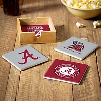 Alabama Crimson Tide Four-Piece Ceramic Coaster Set with Wood Caddy