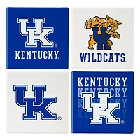 Kentucky Wildcats Four-Piece Ceramic Coaster Set with Wood Caddy