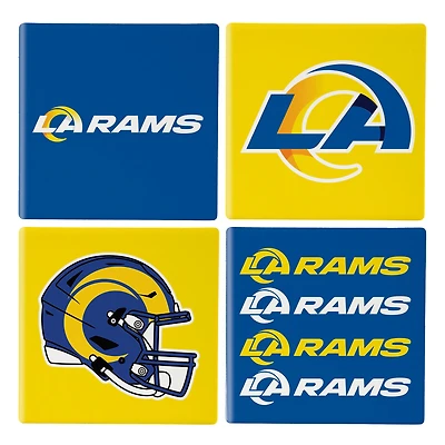 Los Angeles Rams Four-Piece Ceramic Coaster Set with Wood Caddy