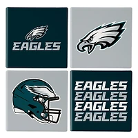 Philadelphia Eagles Four-Piece Ceramic Coaster Set with Wood Caddy