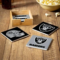 Las Vegas Raiders Four-Piece Ceramic Coaster Set with Wood Caddy