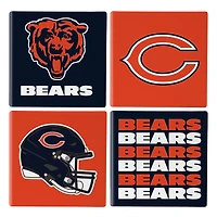 Chicago Bears Four-Piece Ceramic Coaster Set with Wood Caddy