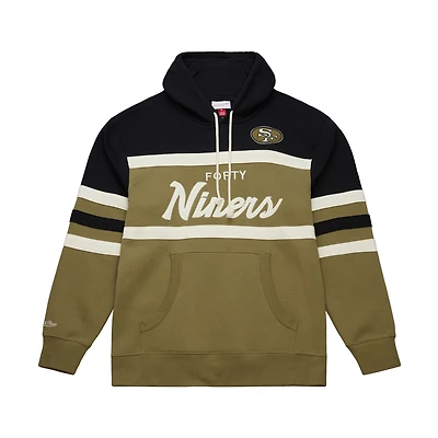 Men's Mitchell & Ness Olive San Francisco 49ers  Vintage Logo Head Coach Hoodie