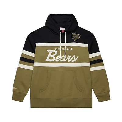 Men's Mitchell & Ness Olive Chicago Bears  Vintage Logo Head Coach Hoodie