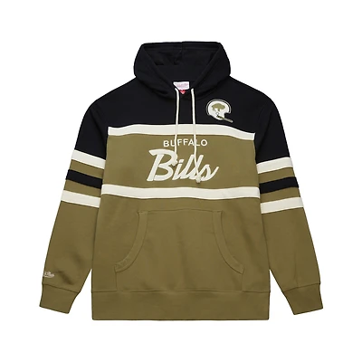 Men's Mitchell & Ness Olive Buffalo Bills  Vintage Logo Head Coach Hoodie