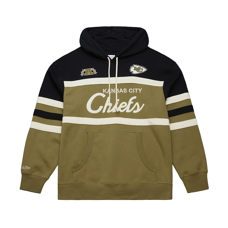 Men's Mitchell & Ness Olive Kansas City Chiefs Vintage Logo Head Coach Hoodie