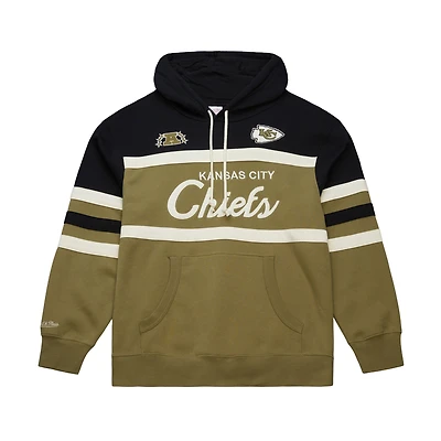 Men's Mitchell & Ness Olive Kansas City Chiefs  Vintage Logo Head Coach Hoodie