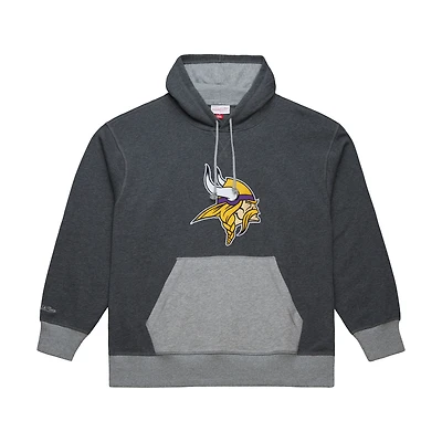 Men's Mitchell & Ness Heather Black Minnesota Vikings  Legacy Collection Raglan Fleece Hoodie