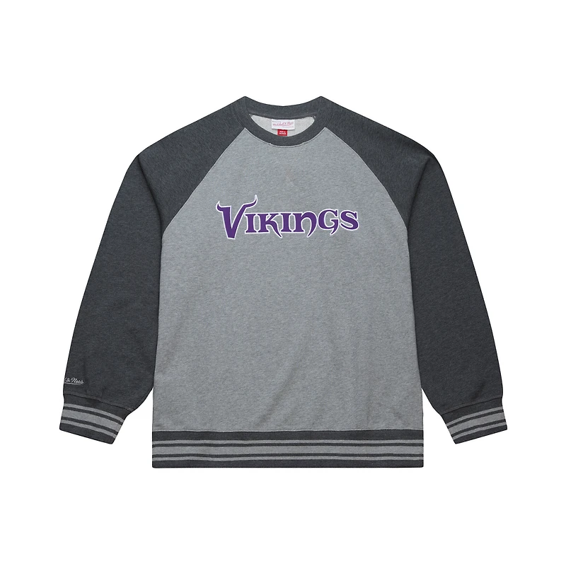 Women's Mitchell & Ness Heather Gray Minnesota Vikings  Legacy Collection Raglan Fleece Sweatshirt