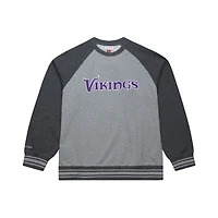 Women's Mitchell & Ness Heather Gray Minnesota Vikings  Legacy Collection Raglan Fleece Sweatshirt