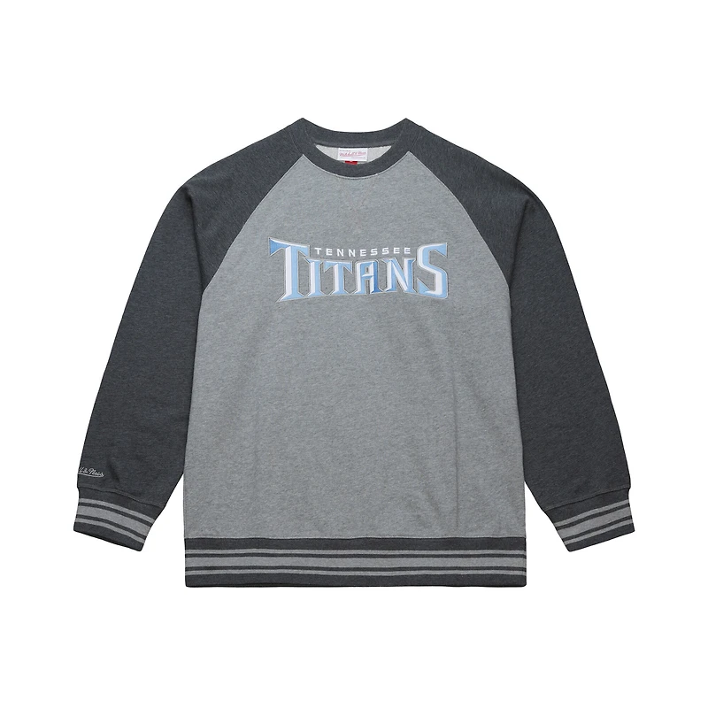 Women's Mitchell & Ness Heather Gray Tennessee Titans  Legacy Collection Raglan Fleece Sweatshirt