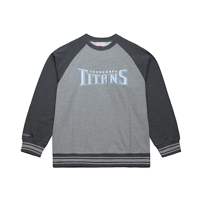 Women's Mitchell & Ness Heather Gray Tennessee Titans  Legacy Collection Raglan Fleece Sweatshirt