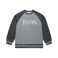 Women's Mitchell & Ness Heather Gray Tennessee Titans  Legacy Collection Raglan Fleece Sweatshirt