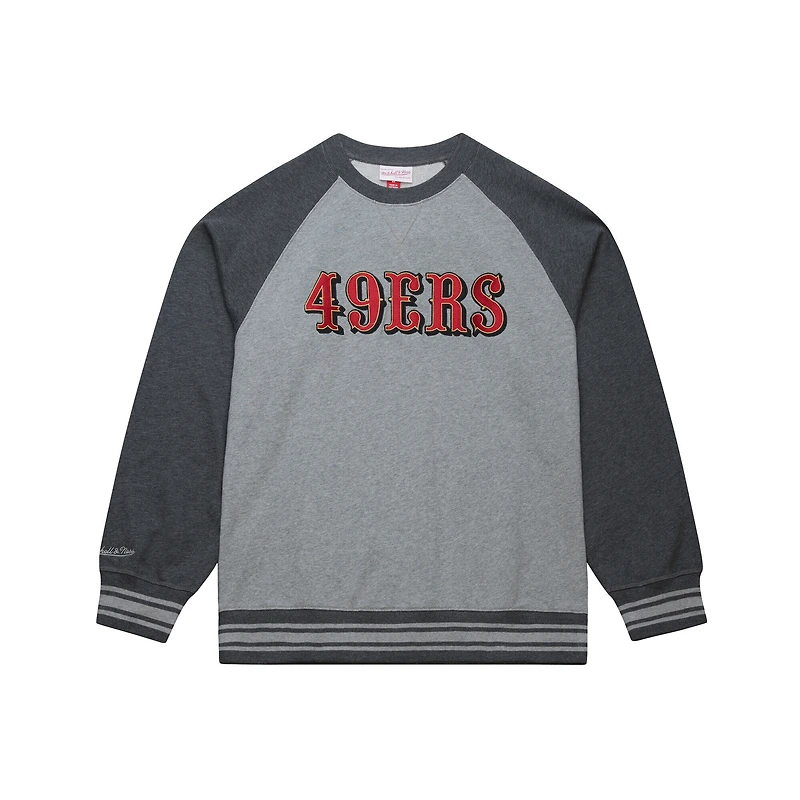 Women's Mitchell & Ness Heather Gray San Francisco 49ers  Legacy Collection Raglan Fleece Sweatshirt
