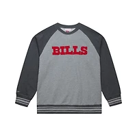 Men's Mitchell & Ness Heather Gray Buffalo Bills  Vintage Logo Legacy Collection Raglan Fleece Sweatshirt