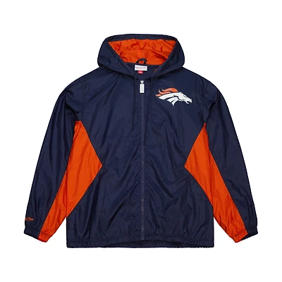 Men's Mitchell & Ness Navy Denver Broncos  Playmaker Full-Zip Windbreaker Jacket