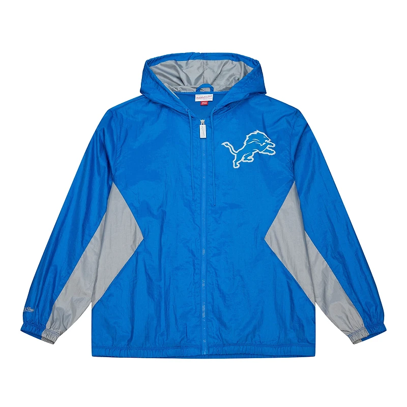 Men's Mitchell & Ness Blue Detroit Lions  Playmaker Full-Zip Windbreaker Jacket