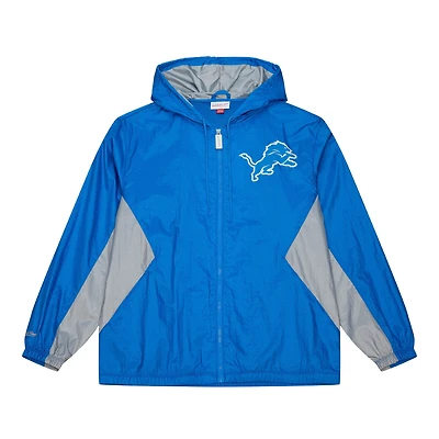 Men's Mitchell & Ness Blue Detroit Lions  Playmaker Full-Zip Windbreaker Jacket