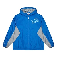 Men's Mitchell & Ness Blue Detroit Lions  Playmaker Full-Zip Windbreaker Jacket