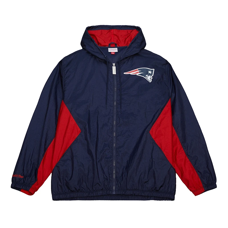 Men's Mitchell & Ness Navy New England Patriots  Playmaker Full-Zip Windbreaker Jacket